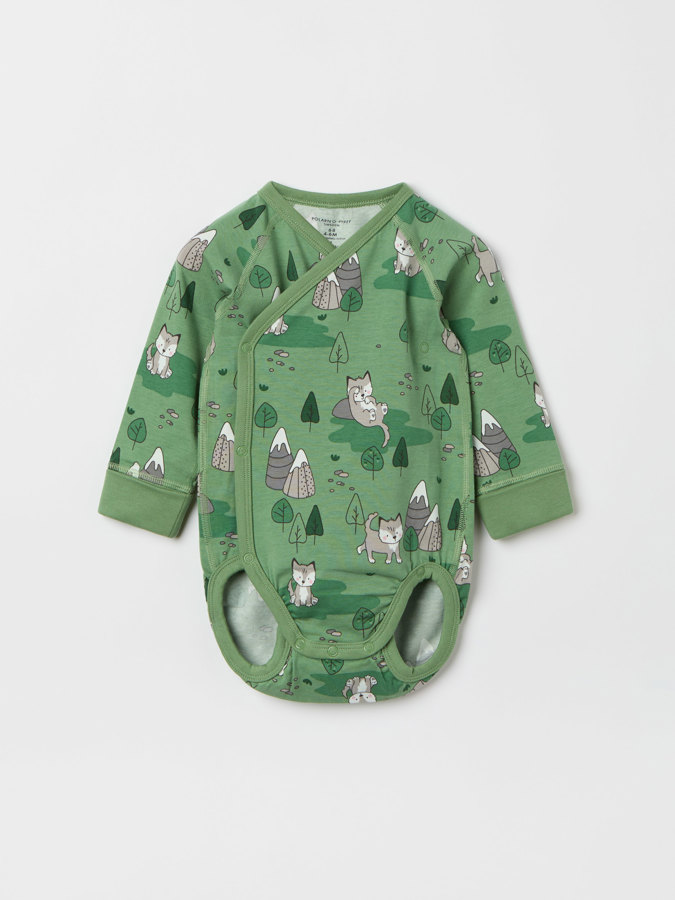 Extendable wraparound babygrow with wolves