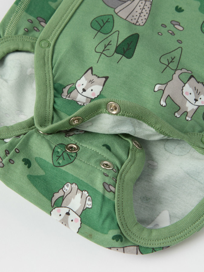 Extendable wraparound babygrow with wolves