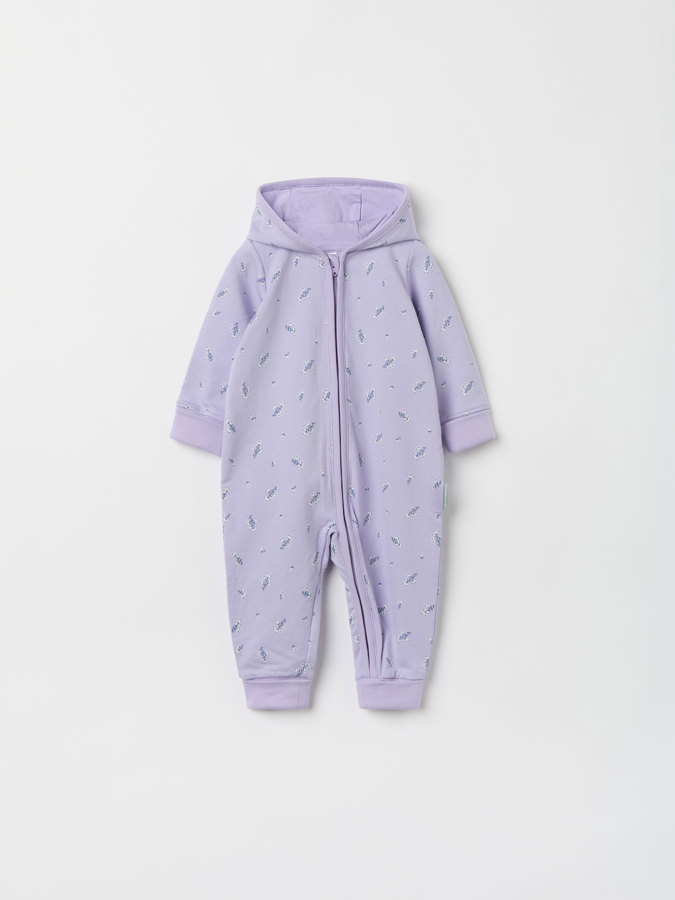 Floral overall with fold-down cuffs
