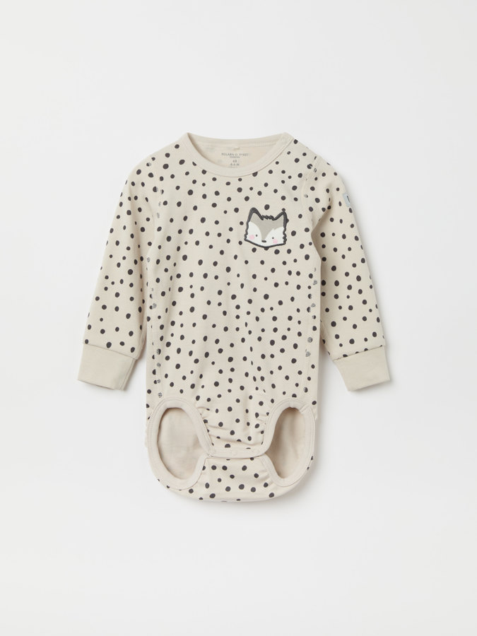 Spotted long-sleeve babygrow ribbed