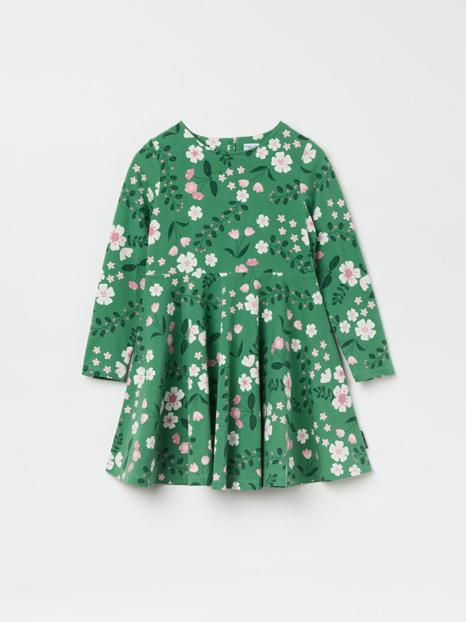 Floral long-sleeve twirl dress