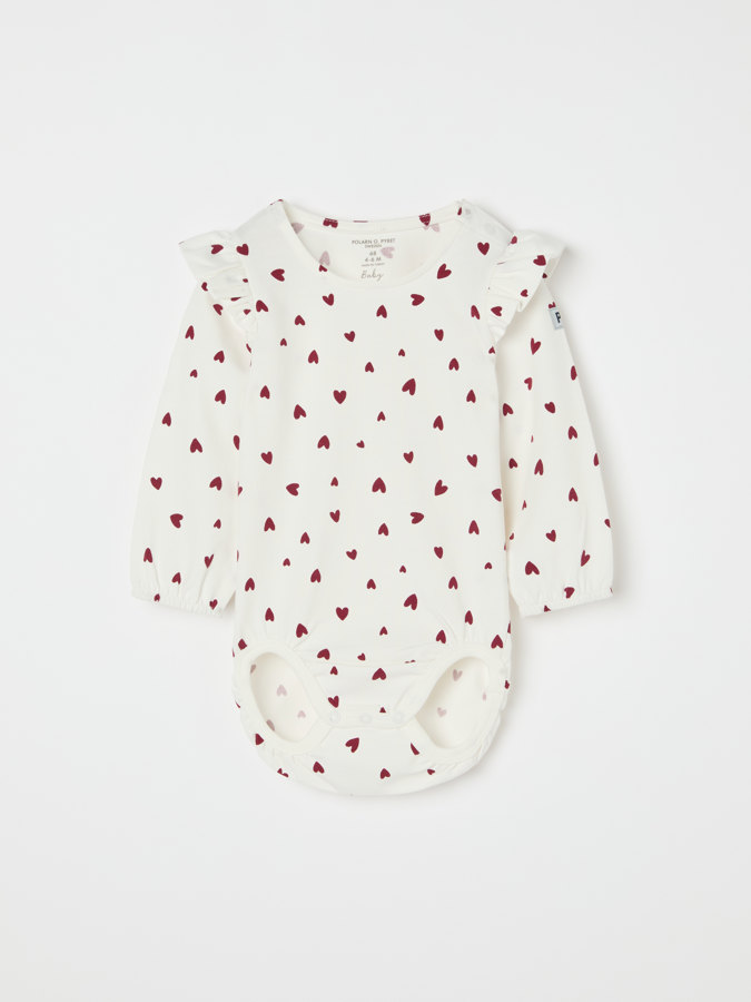 babygrow with heart print and ruffles