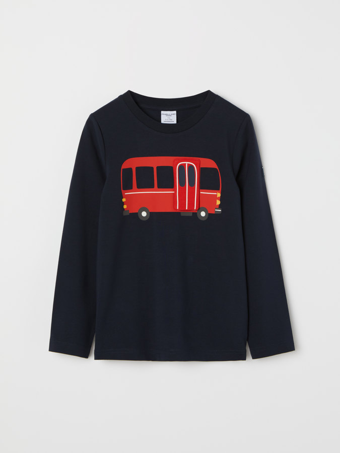 Long-sleeve top with bus print
