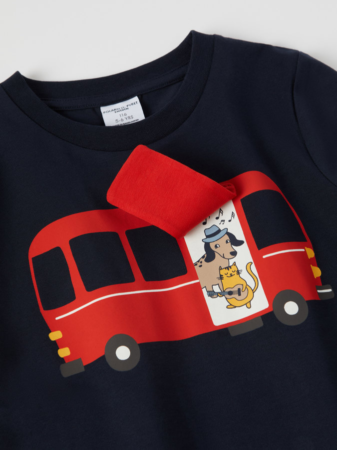 Long-sleeve top with bus print