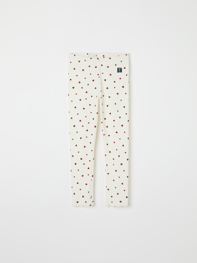 Ribbed leggings with heart print