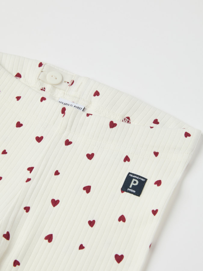 Ribbed leggings with heart print