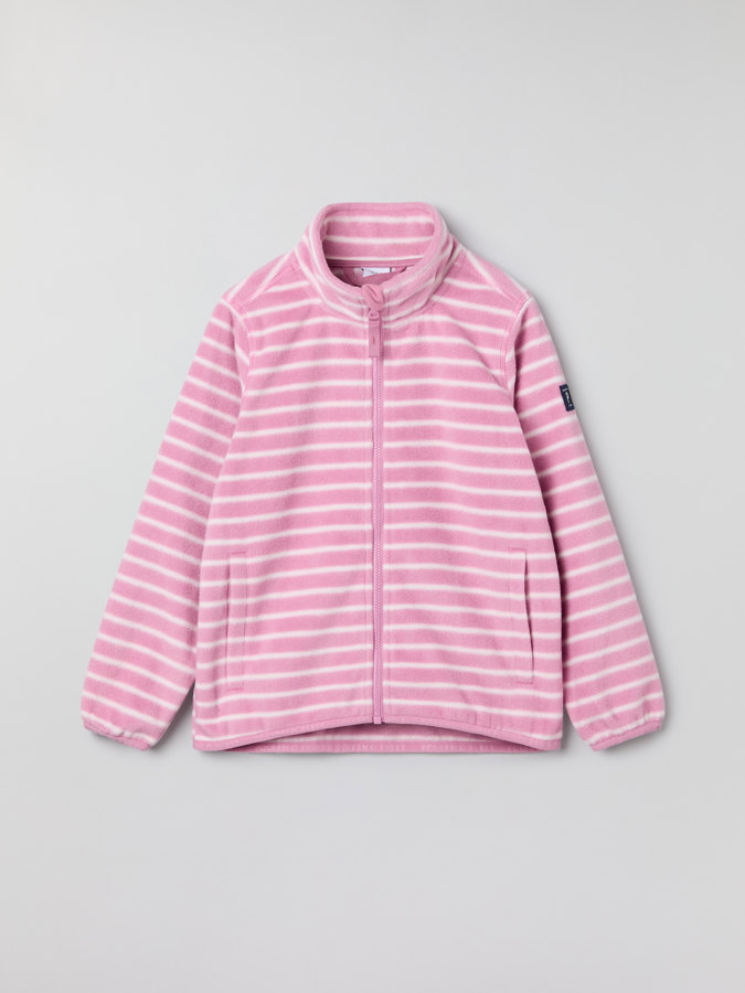 Striped fleece jacket with pockets