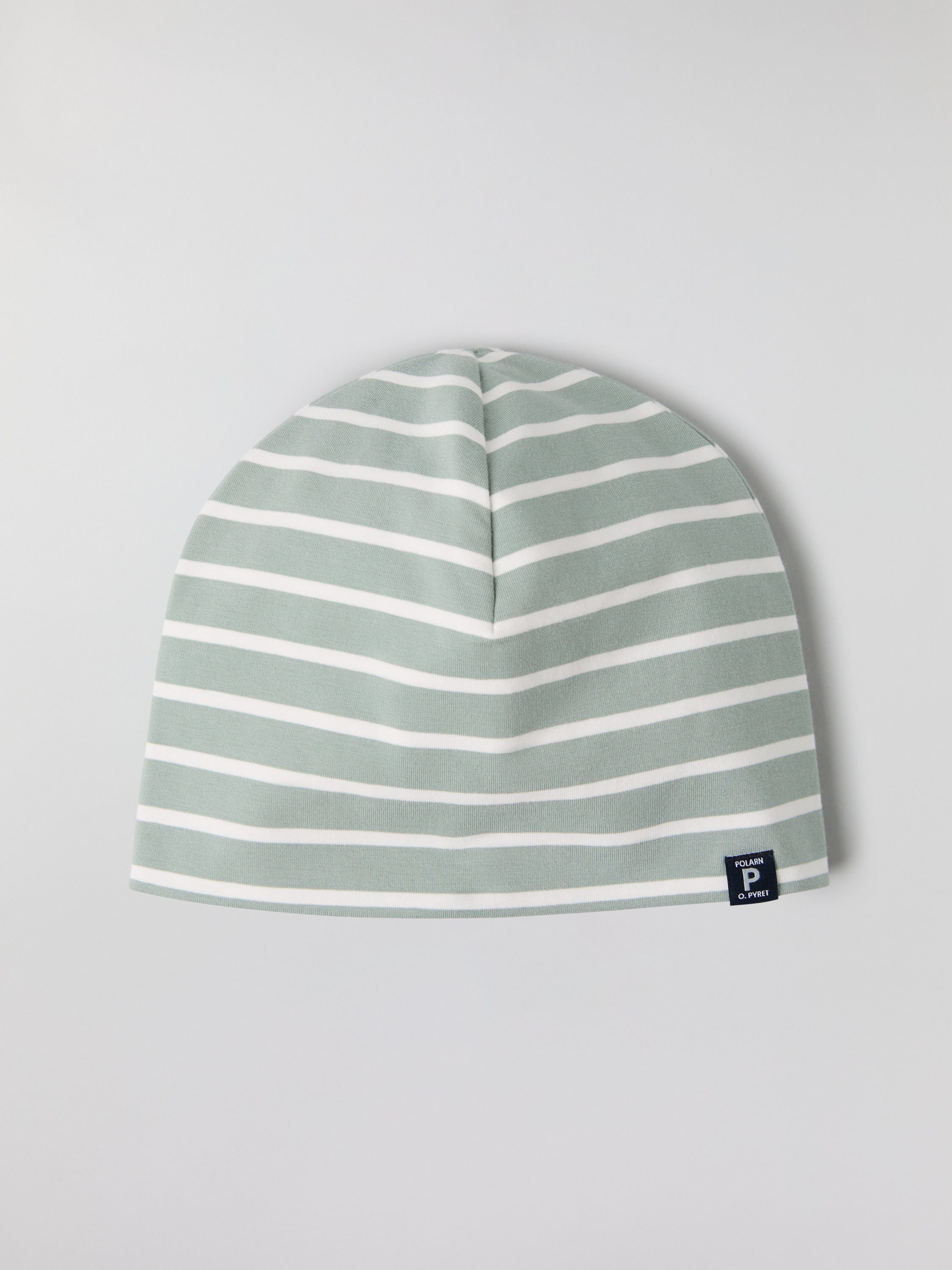 Polarn O. Pyret Grey Striped Jersey Beanie