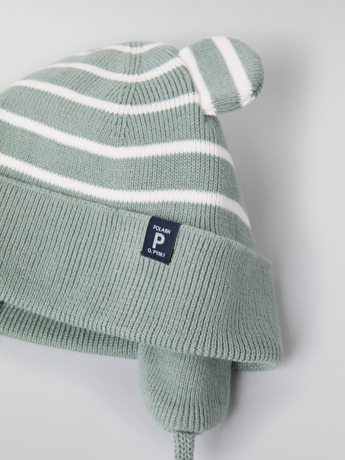 Striped knit hat with ears