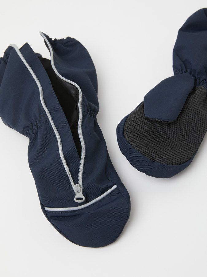 Shell mittens with zipper