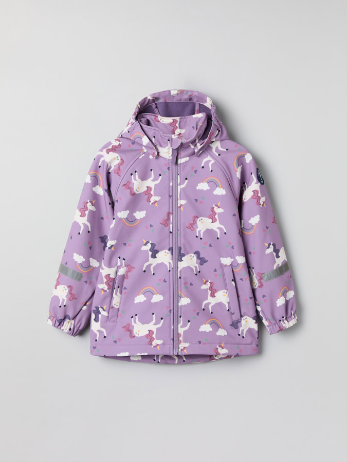 Wind- and waterproof jacket with unicorn print