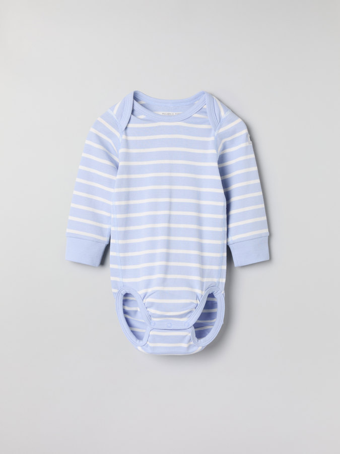 Striped babygrow with envelope neckline