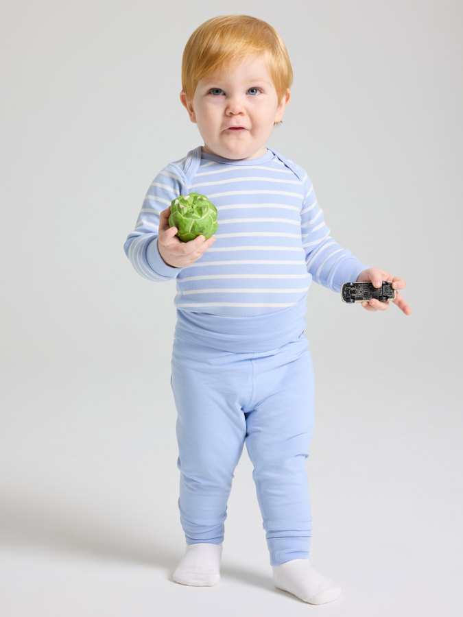 Striped babygrow with envelope neckline