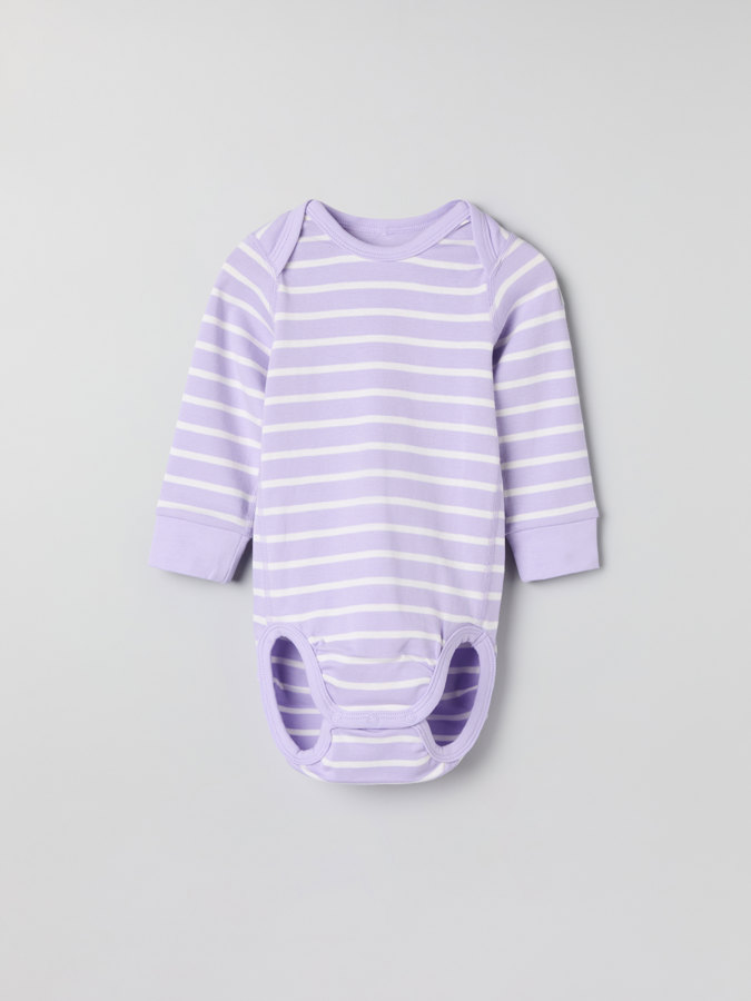 Striped babygrow with envelope neckline