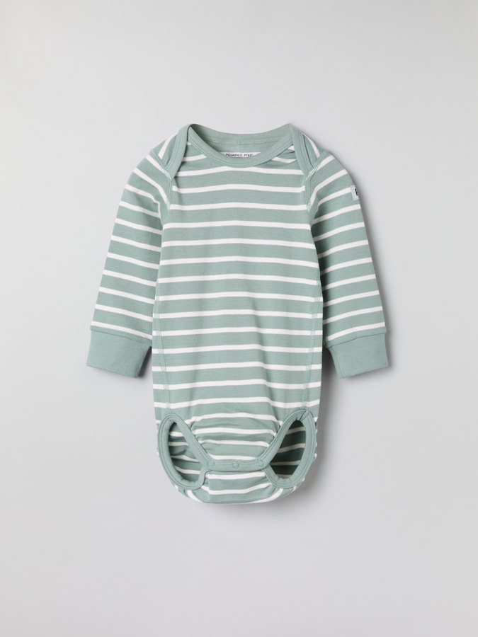 Striped babygrow with envelope neckline