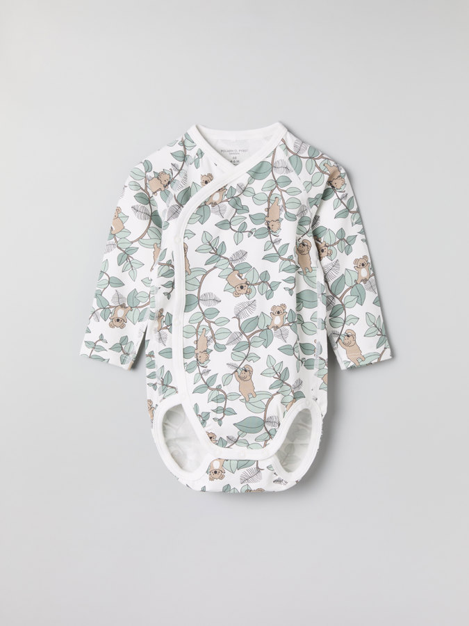 Extendable wraparound babygrow with koala print