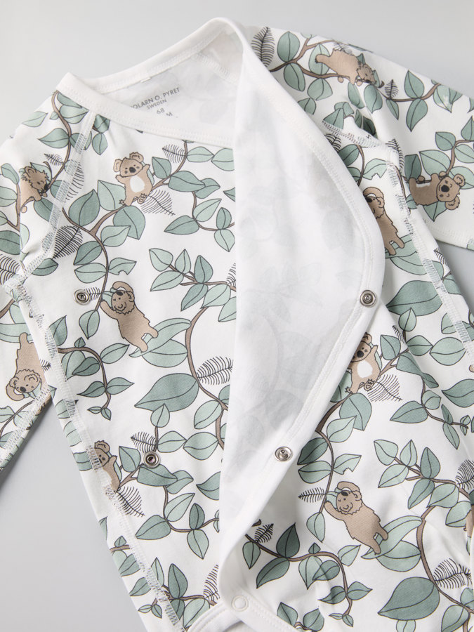Extendable wraparound babygrow with koala print