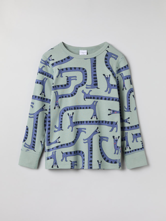 Long-sleeve top with dog print