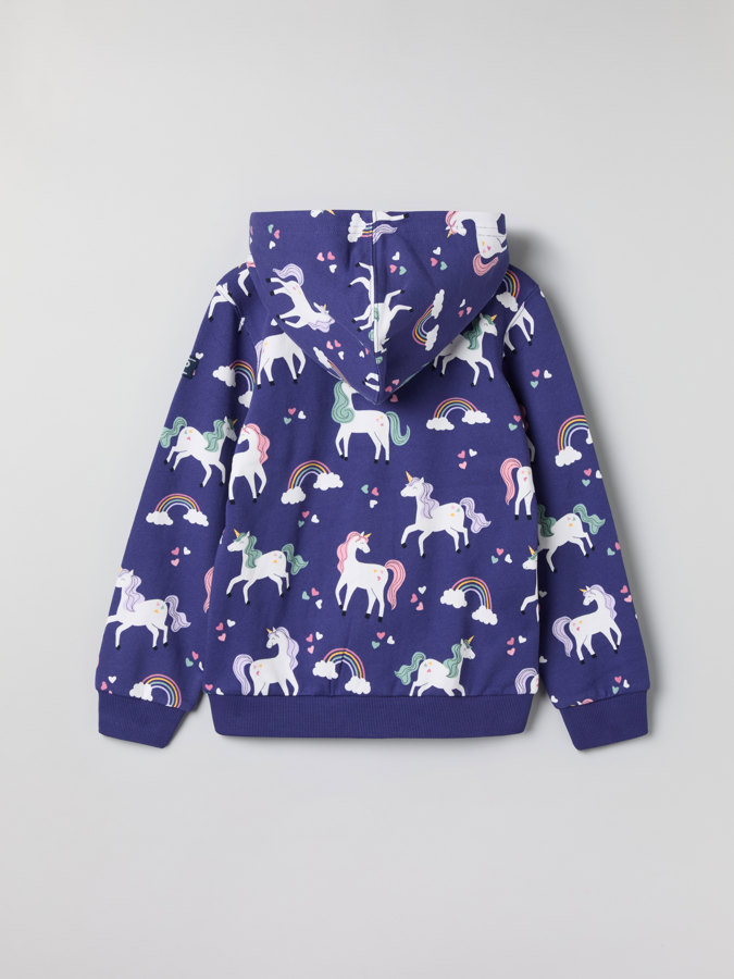 Hoodie with unicorn print and pocket