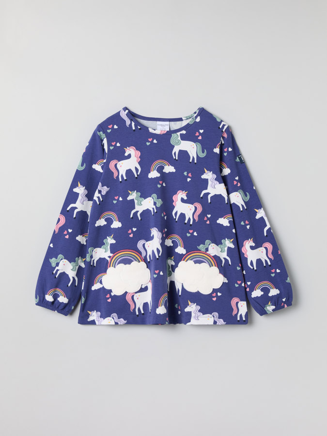 Top with unicorn print and pockets
