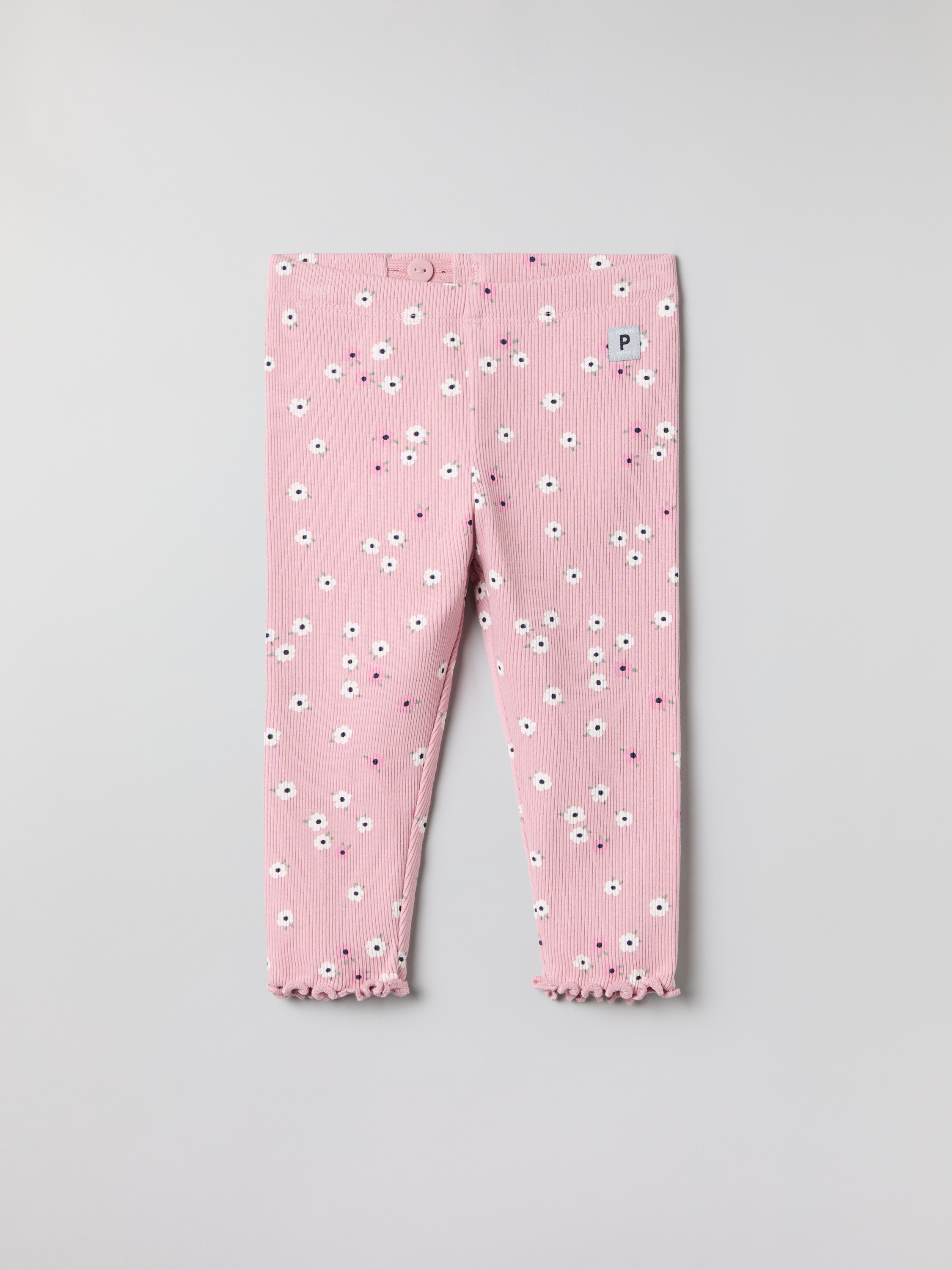 Ribbed leggings with floral print