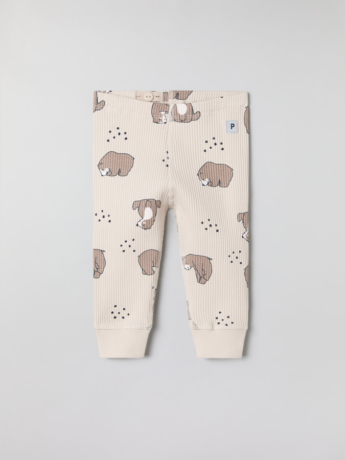 Ribbed trousers with bear print Ribbed trousers with bear print