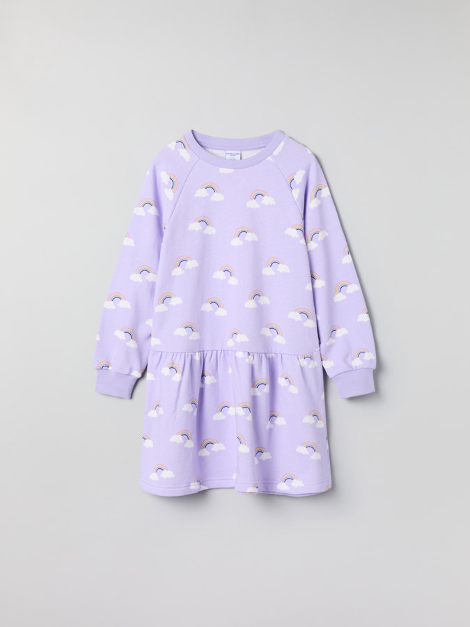 Sweatshirt dress with rainbow print