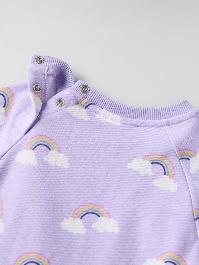 Sweatshirt dress with rainbow print