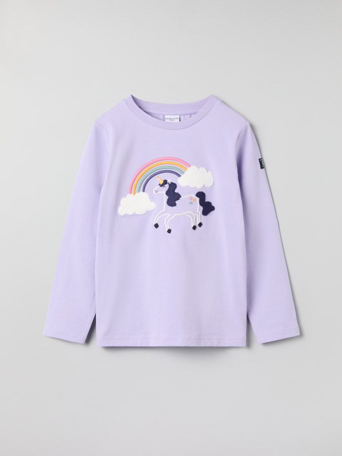 Long-sleeve top with unicorn print