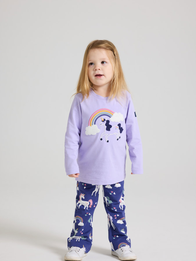 Long-sleeve top with unicorn print