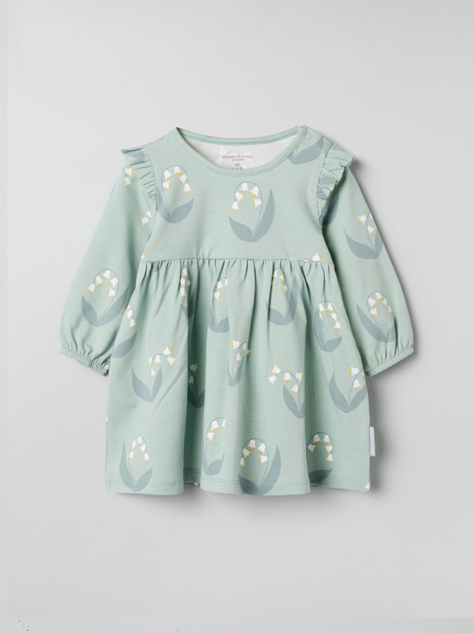 Dress with lily of the valley print and ruffles