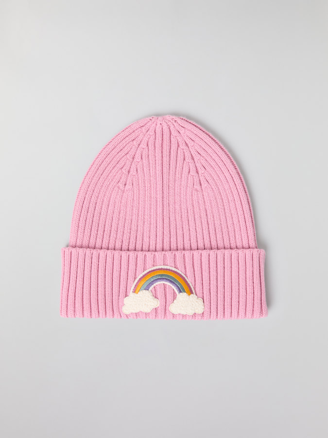 Ribbed beanie with appliqué