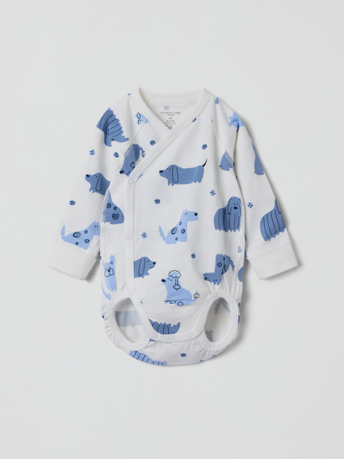 wraparound babygrow with dog print