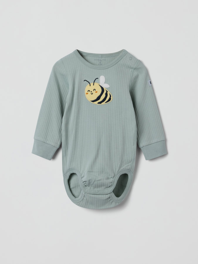Ribbed babygrow with bee print