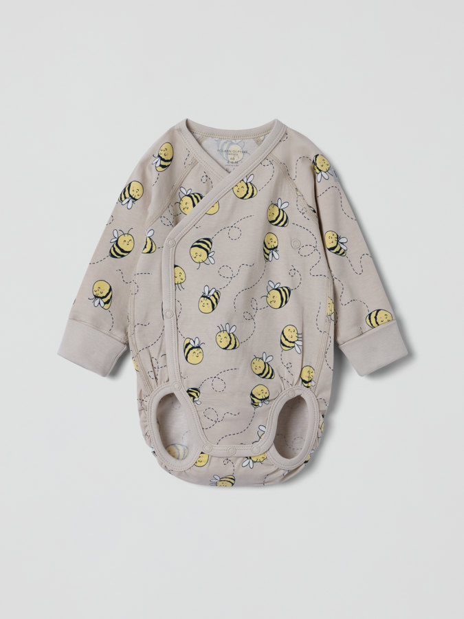 wraparound babygrow with bee print