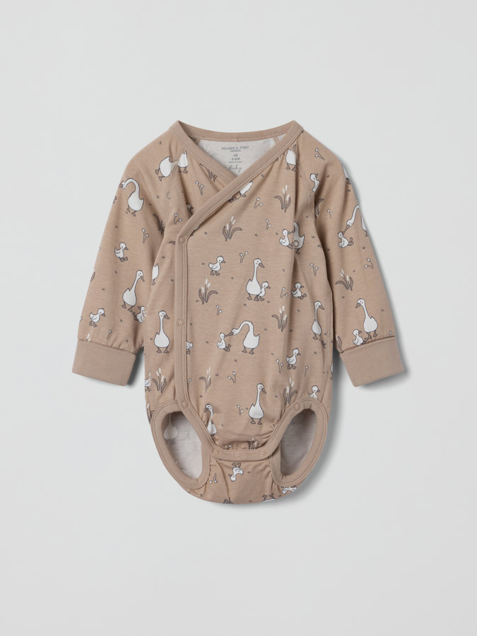 wraparound babygrow with animal print