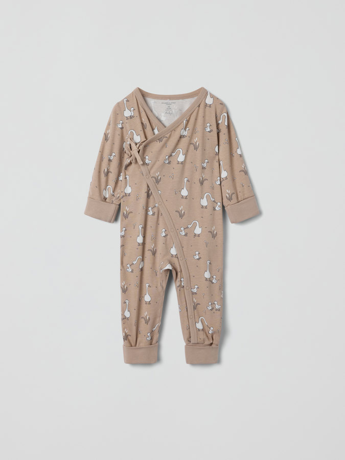 wraparound onesie with animal print