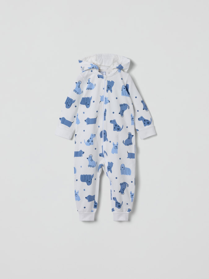Sweatshirt onesie with dog print