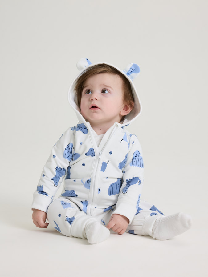 Sweatshirt onesie with dog print