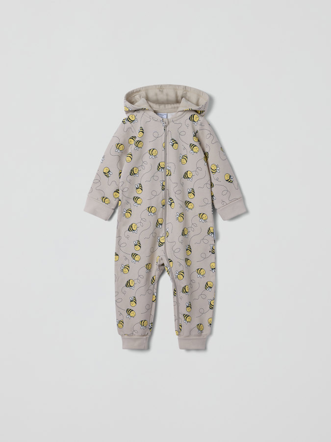Sweatshirt onesie with bee print