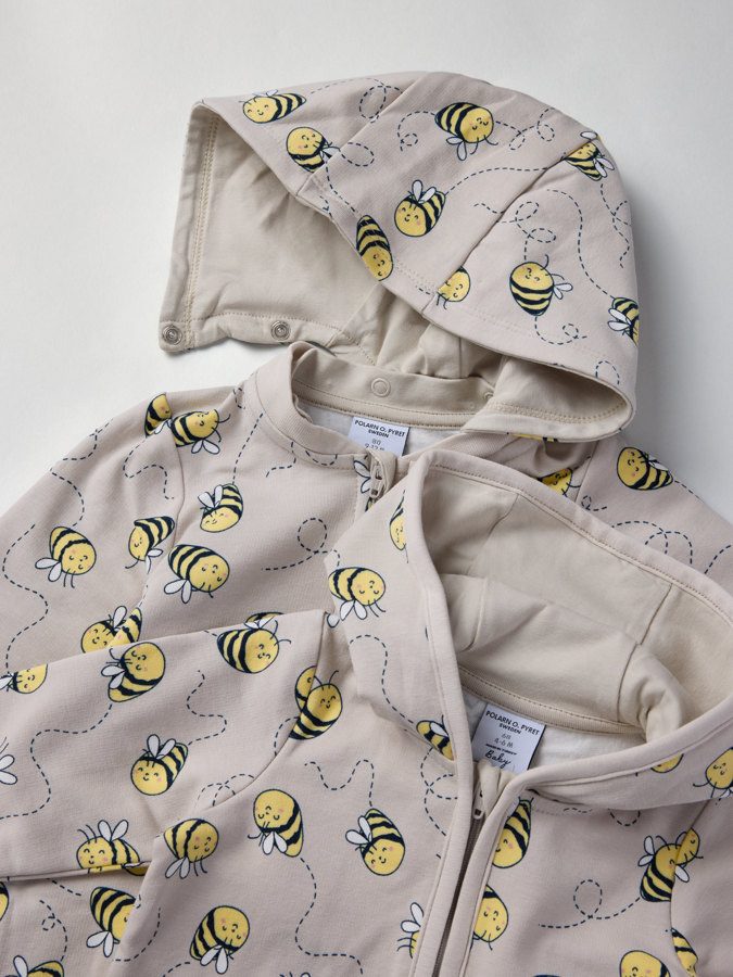 Sweatshirt onesie with bee print