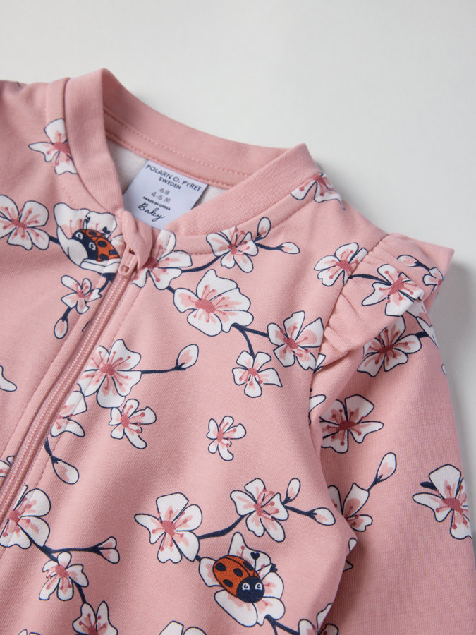 Sweatshirt onesie with cherry blossom print