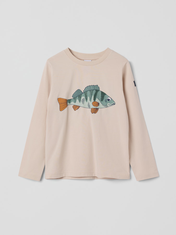 Long-sleeved top with fish print Long-sleeved top with fish print