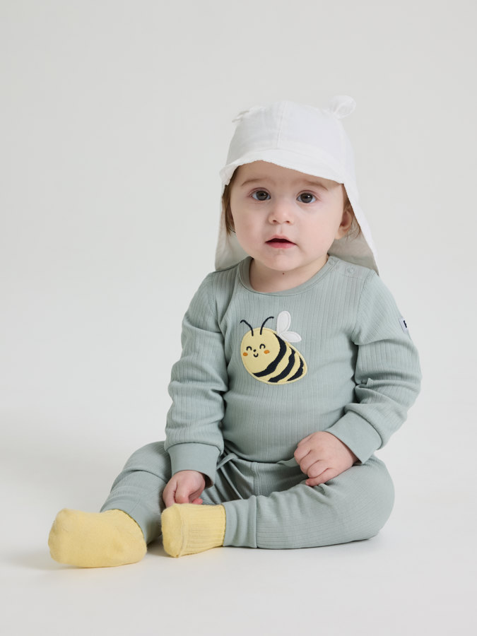 Ribbed pants with bee print