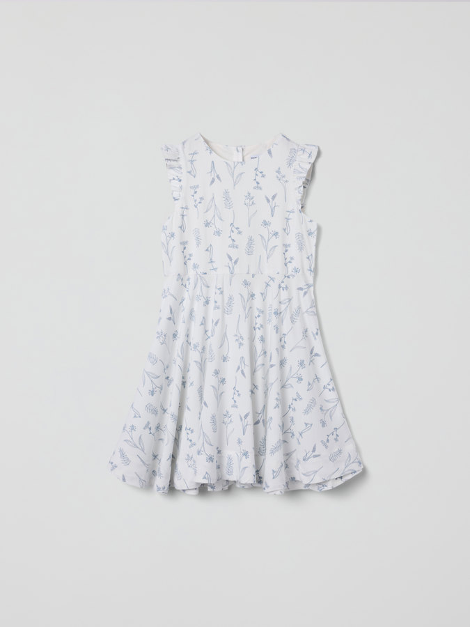 Short-sleeved floral twirl dress