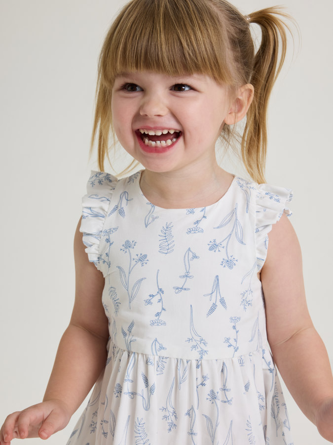 Short-sleeved floral twirl dress