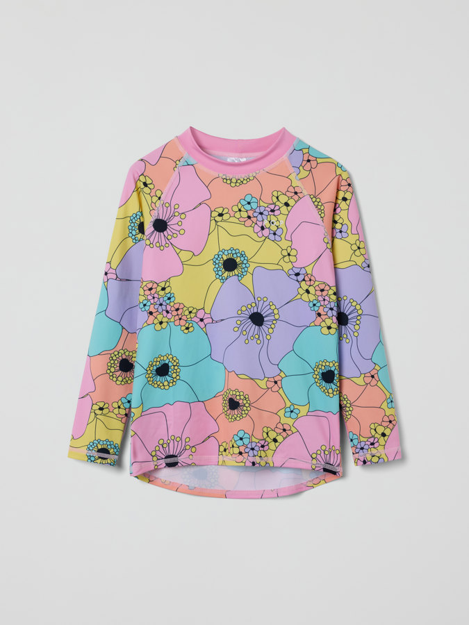 Long-sleeved floral UV top