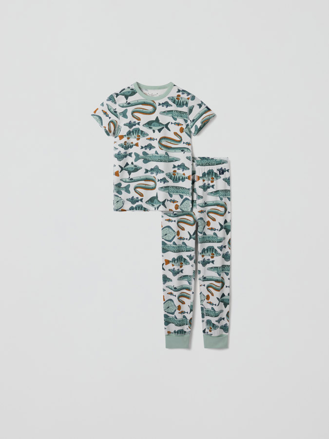 Short-sleeved pyjamas with fish print