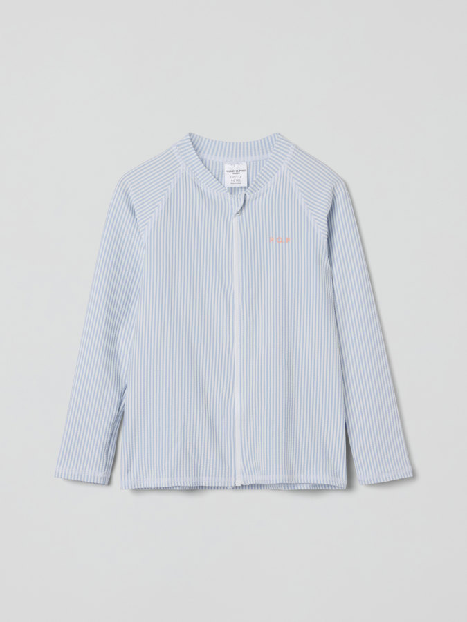 Striped UV top with zipper