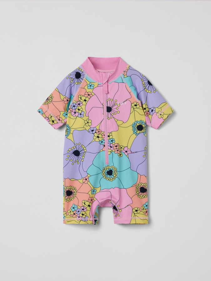 Short-sleeved floral UV suit